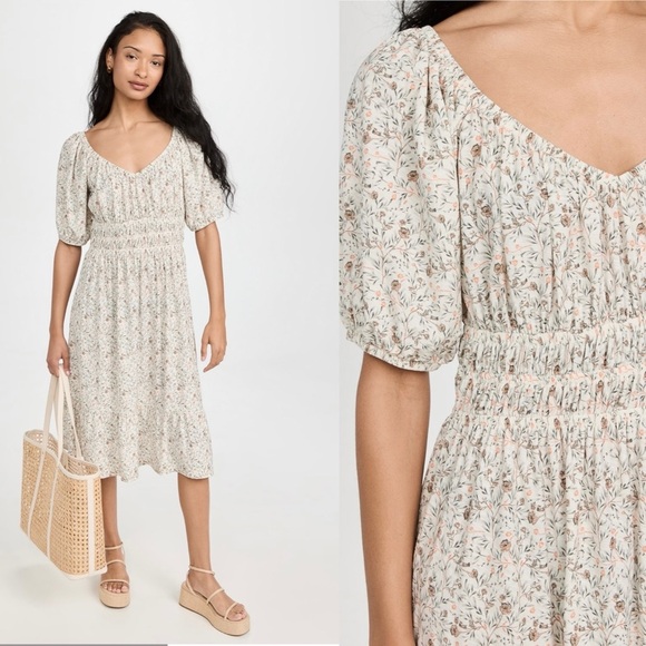 Nation Ltd NWT Fabia Shirred Floral Bohemian Cotton Midi Dress Size L - Picture 8 of 10